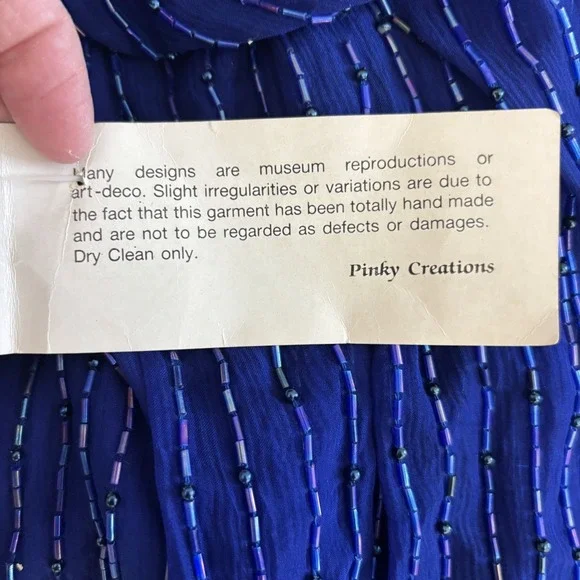 Vintage 80s 100% Silk Beaded Sequin Top Women 26 Long Sleeve Party Cocktail VTG - Picture 12 of 15